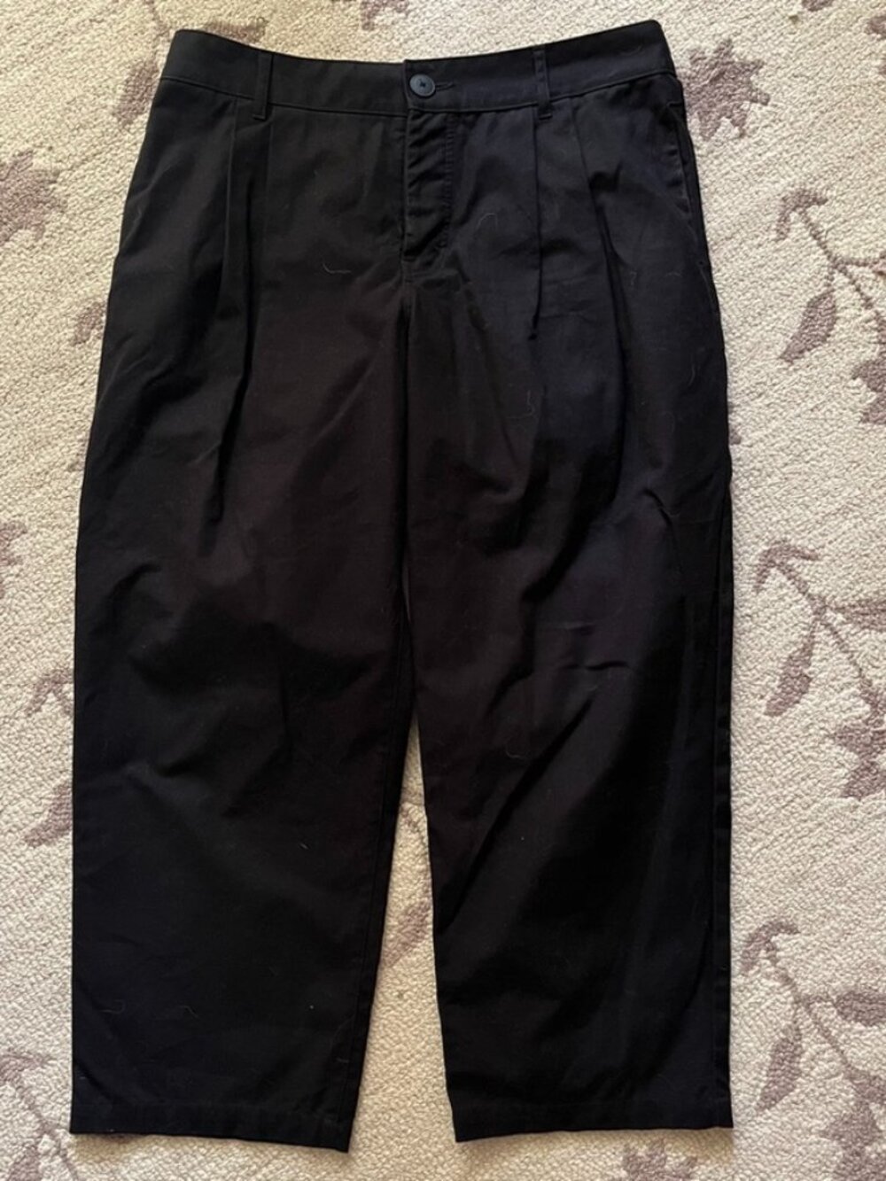 Kowtow Black Pleat Front Trousers AU XL US L GUC 100% Cotton